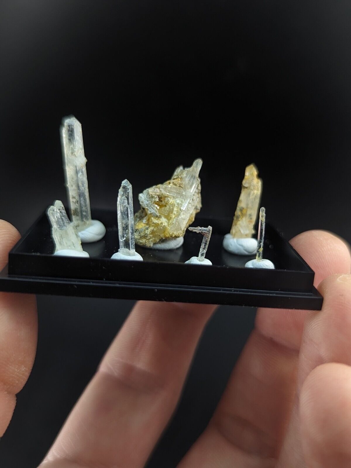 Rare Solution Quartz Crystals- Unique Set of 7 w/case - Jeffrey Quarry, Arkansas