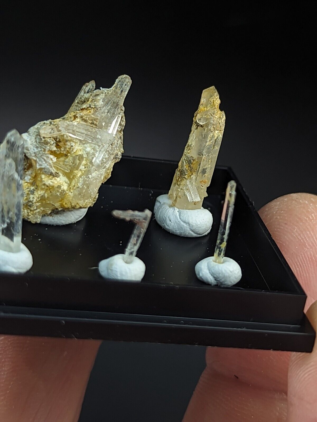 Rare Solution Quartz Crystals- Unique Set of 7 w/case - Jeffrey Quarry, Arkansas