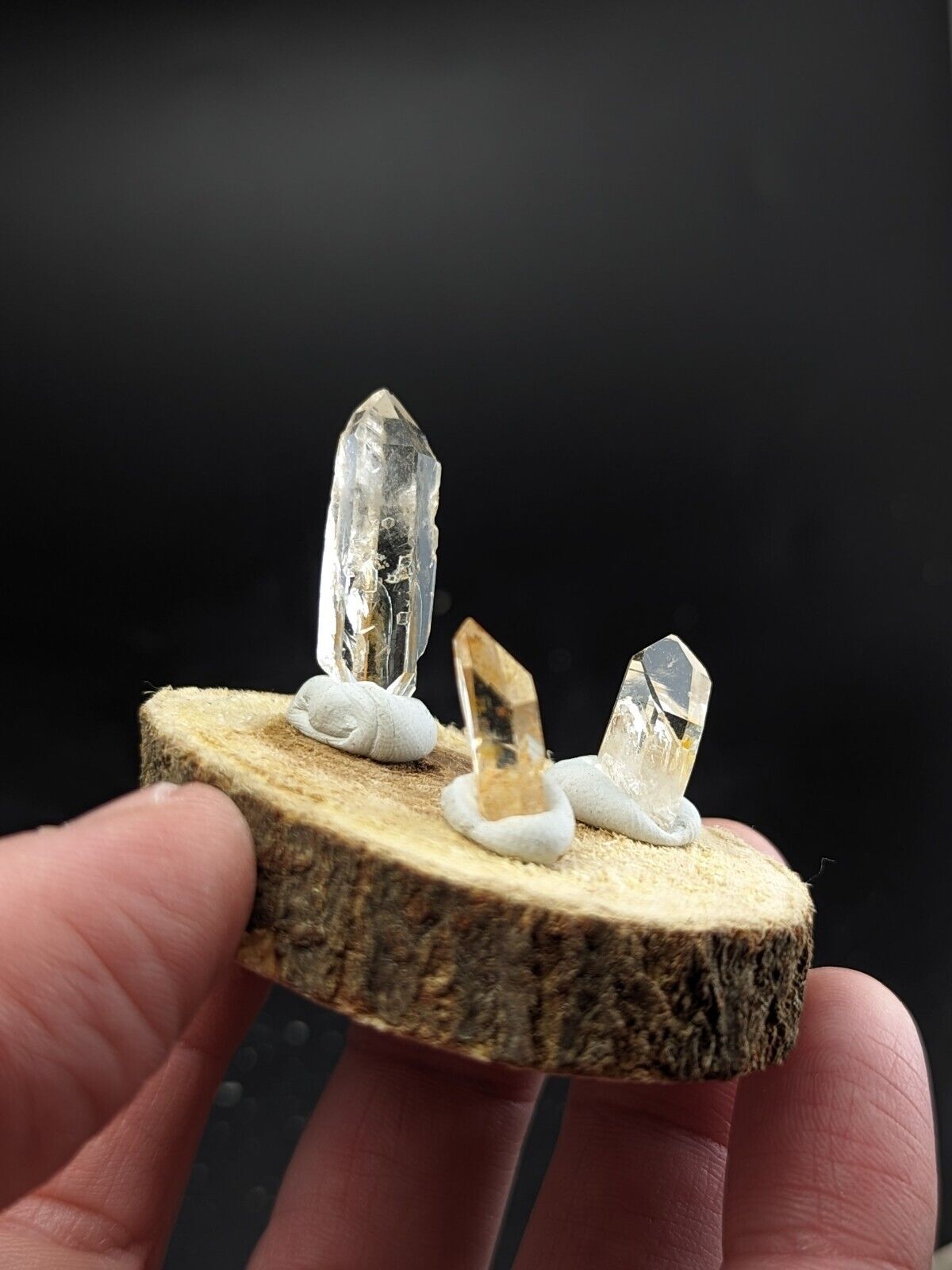 Set Of 3 Beautiful Quartz Crystals, Old Stock, Garland County, Arkansas